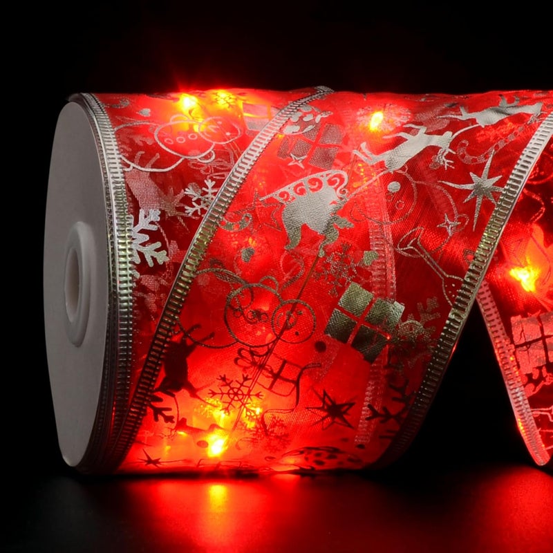 Vimorg Christmas Decorations - 2.5Inch x 66Ft 200 Led Christmas Tree Ribbon Lights with 8 Lighting Modes, Battery Operated & USB Powered Fairy String Lights with Timer for Xmas Tree Decor - Image 5
